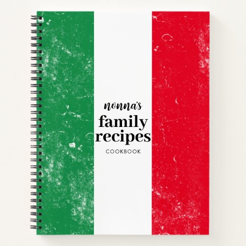 Traditional Italian Flag Family Recipe Cookbook Notebook
