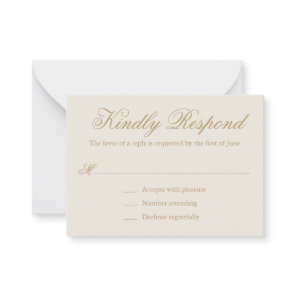Traditional Ivory Formal Elegant Mini Wedding RSVP Note Card