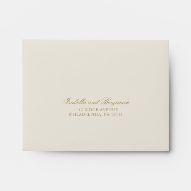 Traditional Ivory Formal Elegant RSVP Wedding Envelope (Front)