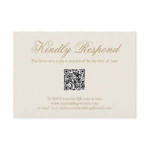 Traditional Ivory Formal QR Code Elegant Wedding RSVP Card