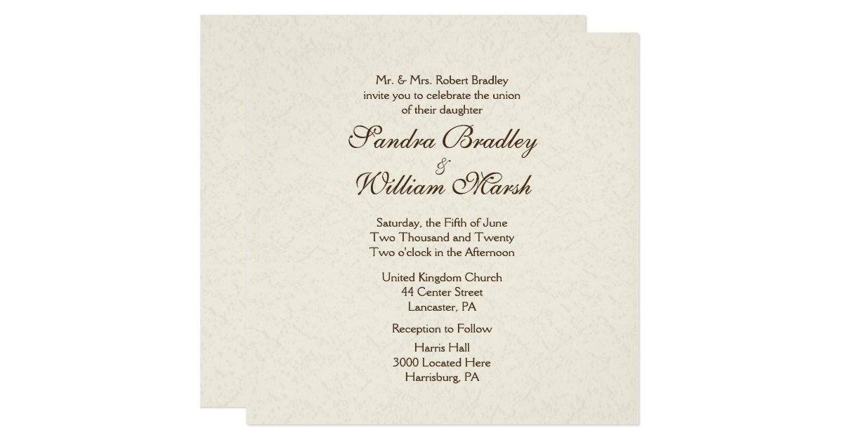 Traditional Ivory Wedding Invitation | Zazzle.com