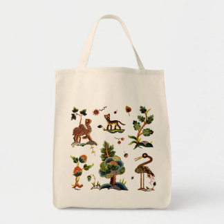 Traditional Jacobean Embroidery Pattern Tote Bag