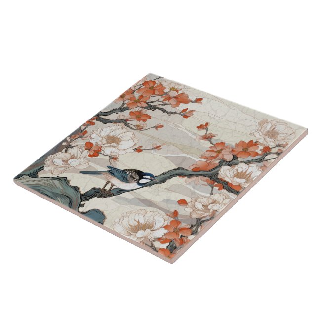 Traditional Japan Kutani Ornamental Art 1 Ceramic Tile (Side)