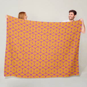 Traditional Japanese Asanoha Kumiko Pattern Fleece Blanket