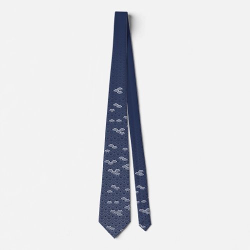 Traditional Japanese blue wave patterned Neck Tie