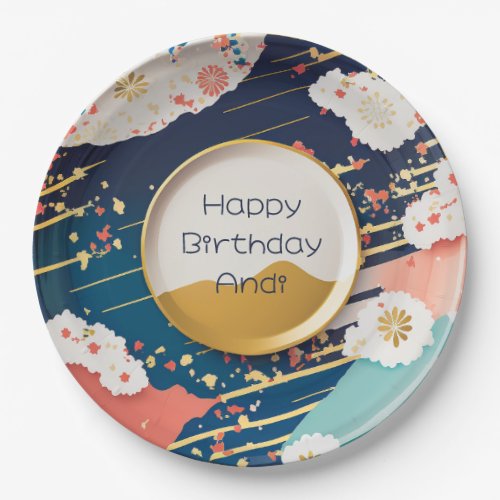 Traditional Japanese Colorful Design Personalized Paper Plates