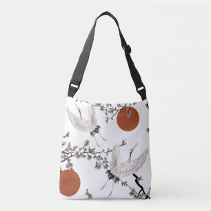 Traditional Japanese crane with plum blossom  Crossbody Bag