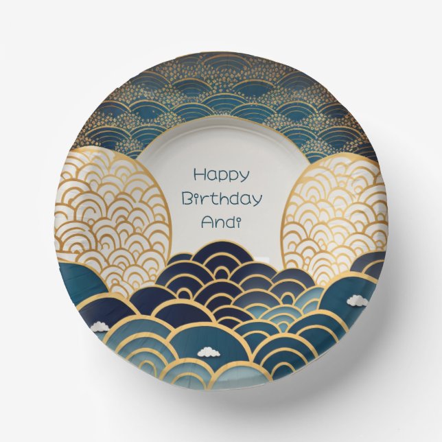 Traditional Japanese Design - Personalized Paper Bowls (Front)