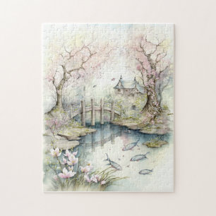 Traditional Japanese Garden in Spring Jigsaw Puzzle