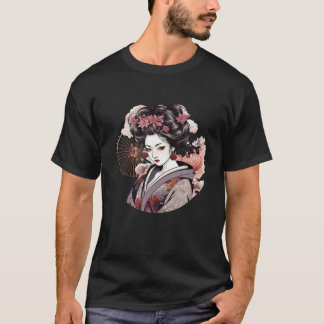 Traditional Japanese Geisha Beautiful Tattoo Graph T-Shirt
