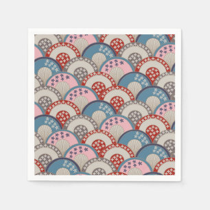 Traditional Japanese geometric motif blue pink Napkins