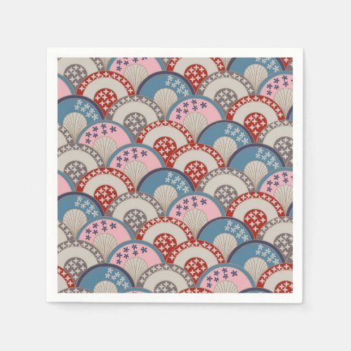 Traditional Japanese geometric motif blue pink   Napkins