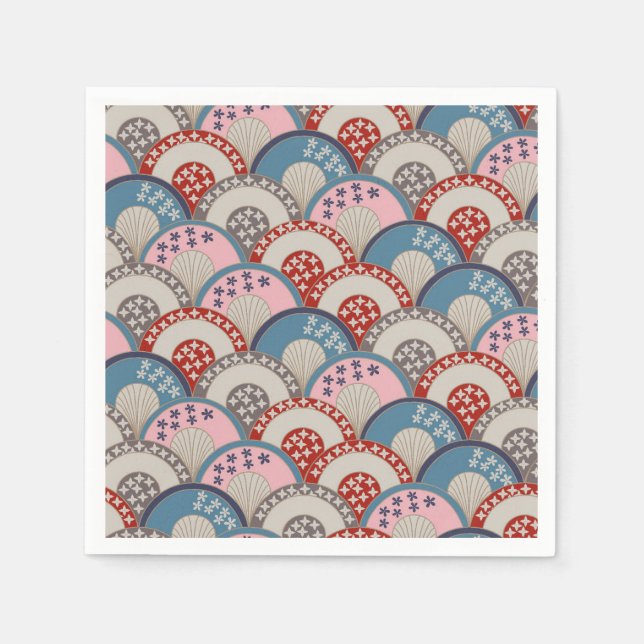 Traditional Japanese geometric motif blue pink   Napkins (Front)