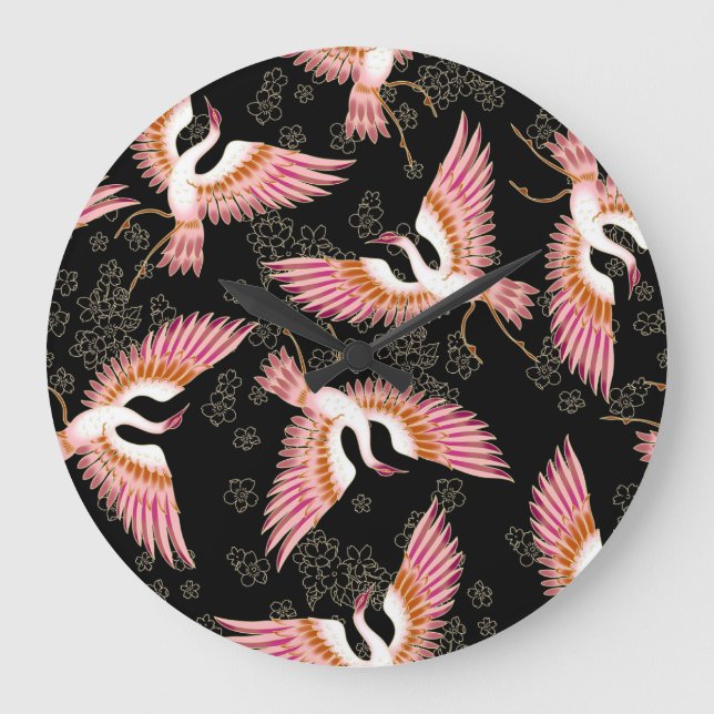 Traditional Japanese Kimono Motifs Pattern Large Clock (Front)