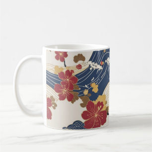 Traditional Japanese Kimono Pattern Coffee Mug