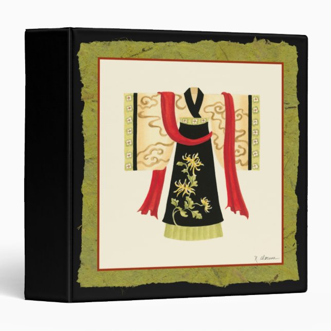 Traditional Japanese Kimono with Floral Print Binder (Front/Spine)