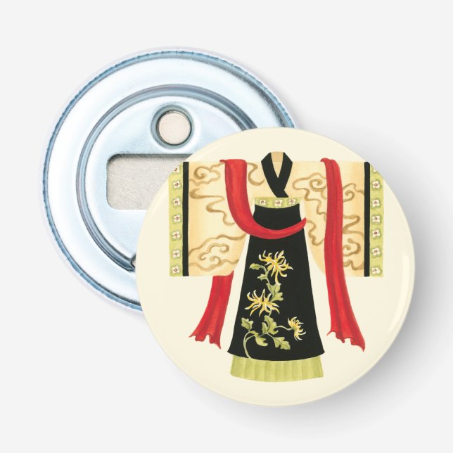 Traditional Japanese Kimono with Floral Print Bottle Opener (Front)