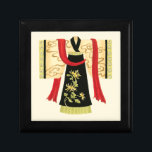 Traditional Japanese Kimono with Floral Print Gift Box<br><div class="desc">Nancy Slocum created this charming print of a traditional Japanese Kimono with a deep red sash. The bottom of the kimono is black with a lovely floral print. Give this as a gift,  or purchase it for yourself!</div>