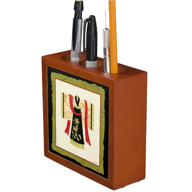 Traditional Japanese Kimono with Floral Print Pencil Holder (In Situ)