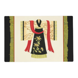 Traditional Japanese Kimono with Floral Print Placemat