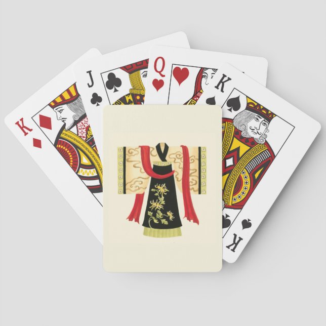 Traditional Japanese Kimono with Floral Print Poker Cards (Back)