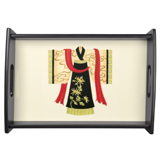 Traditional Japanese Kimono with Floral Print Serving Tray (Front)