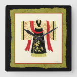 Traditional Japanese Kimono with Floral Print Square Wall Clock