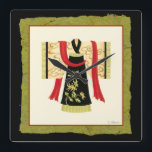 Traditional Japanese Kimono with Floral Print Square Wall Clock<br><div class="desc">Nancy Slocum created this charming print of a traditional Japanese Kimono with a deep red sash. The bottom of the kimono is black with a lovely floral print. Give this as a gift,  or purchase it for yourself!</div>