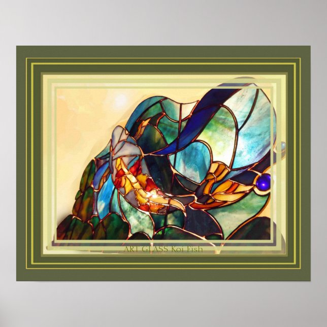 Traditional Japanese Koi Fish Nature Art Poster (Front)