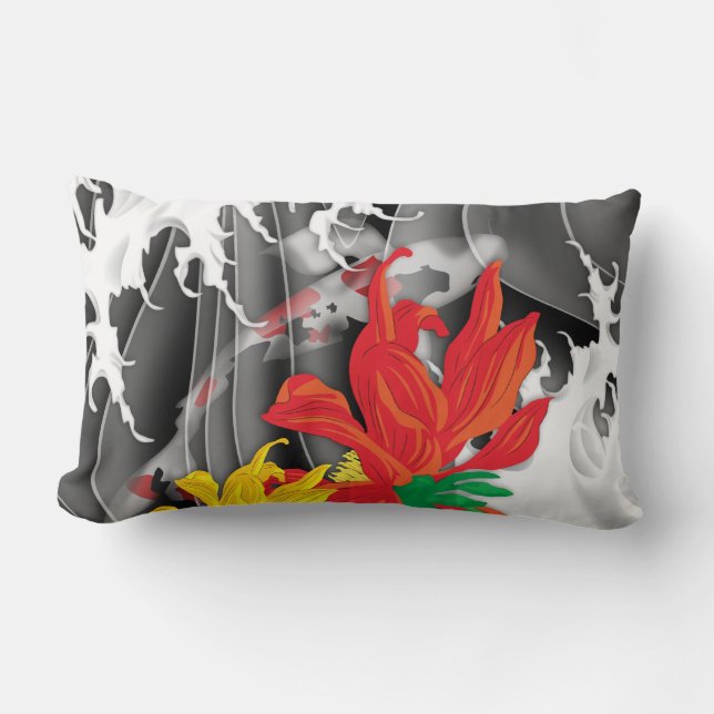 Traditional Japanese Koi under water Lumbar Pillow (Front)