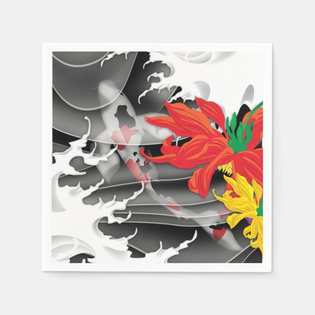 Traditional Japanese Koi under water Paper Napkins (Front)