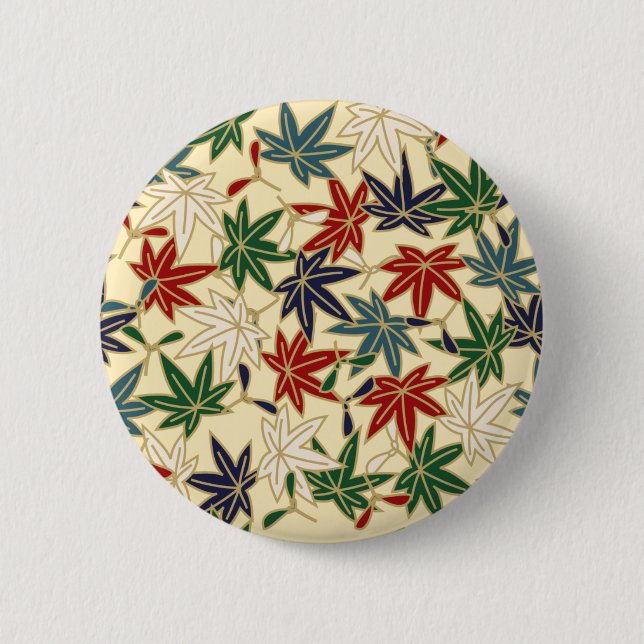 Traditional Japanese Maple Leaf Patterns Button (Front)