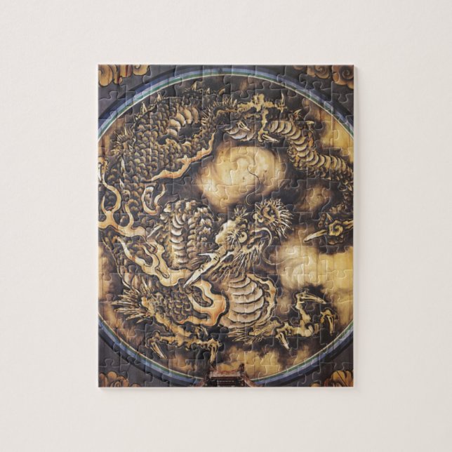 Traditional Japanese Oriental Dragon - 日本 - 鳴き龍 Jigsaw Puzzle (Vertical)