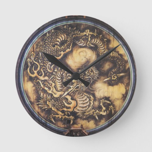 Traditional Japanese Oriental Dragon _ 日本 _ 鳴き龍 Round Clock