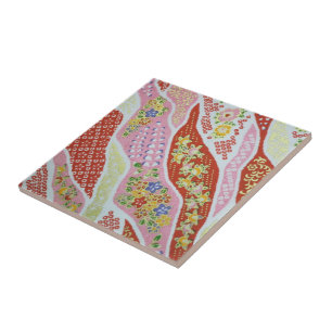 Traditional Japanese Pattern Tiles red colorful