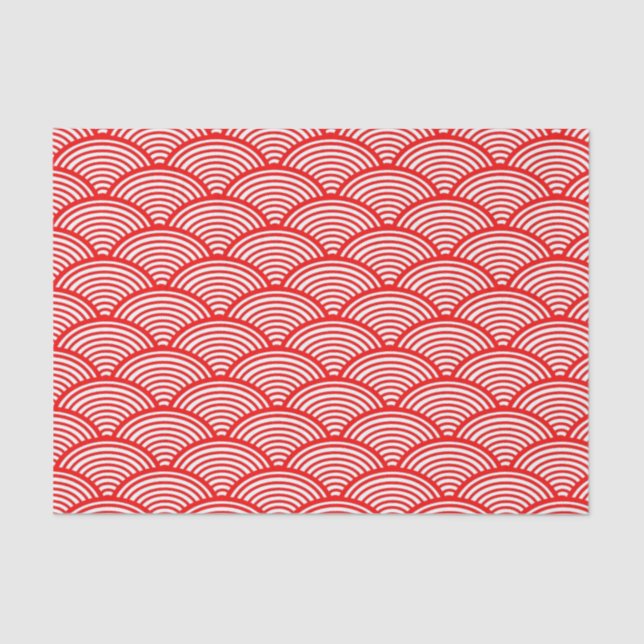 Traditional Japanese Red Nami Wave Pattern Tissue Paper (Front)