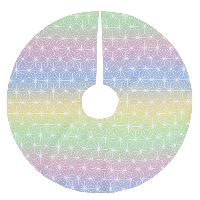 Traditional Japanese Star Pattern Rainbow Hues Brushed Polyester Tree Skirt (Front)
