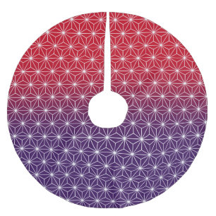 Traditional Japanese Star Pattern Red & Purple Brushed Polyester Tree Skirt