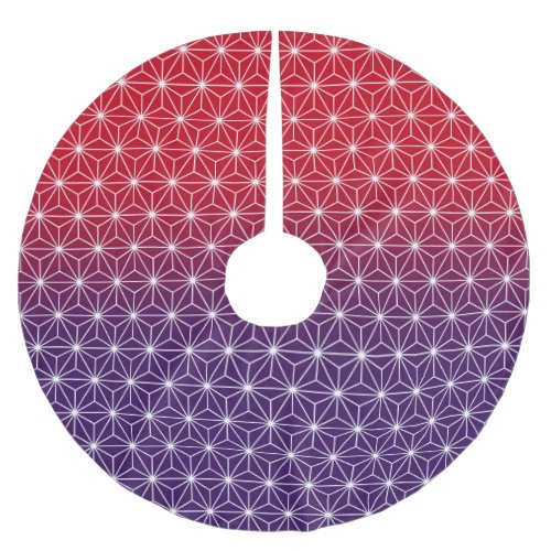 Traditional Japanese Star Pattern Red  Purple Brushed Polyester Tree Skirt