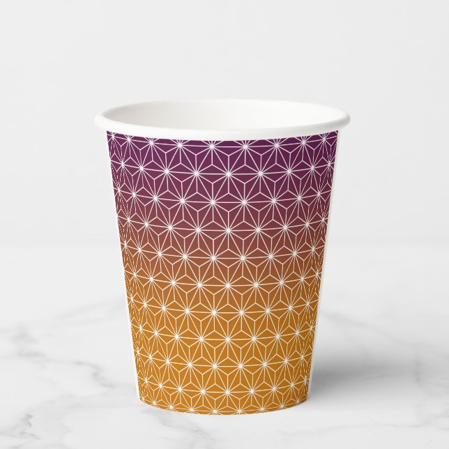 Traditional Japanese Star Pattern Red & Purple Paper Cups (Front)