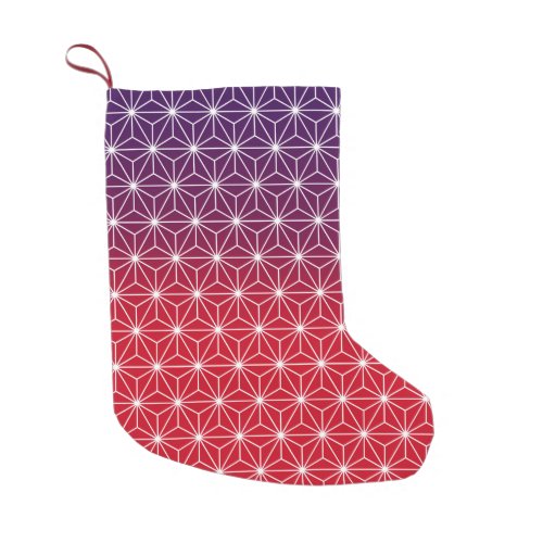 Traditional Japanese Star Pattern Red  Purple Small Christmas Stocking