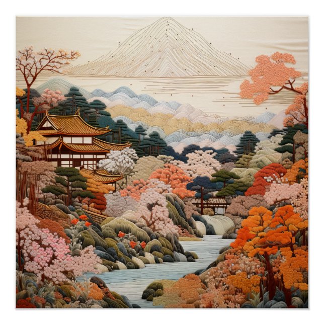 Traditional Japanese Tapestry Art Elegant Design Poster (Front)