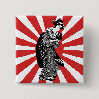 Traditional Japanese ukiyoe woman Button