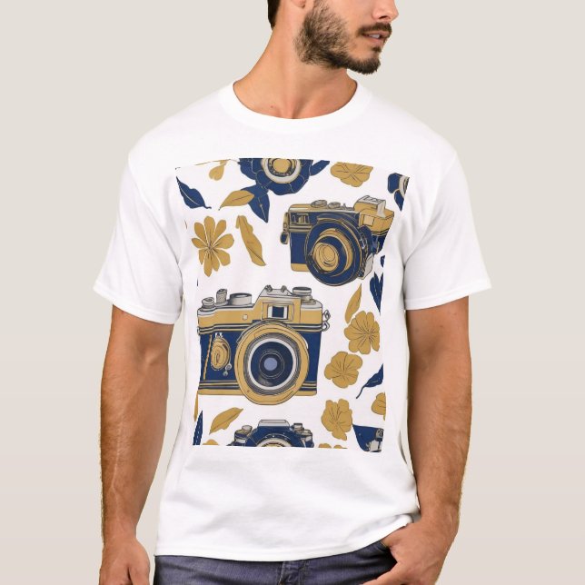 Traditional Japanese Wave Pattern Textile Design T-Shirt (Front)