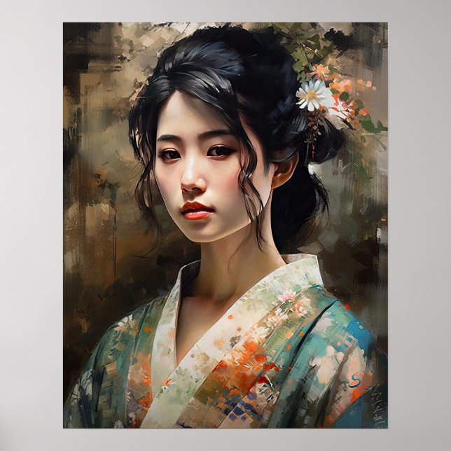 Traditional Japanese Woman Art Print Poster (Front)