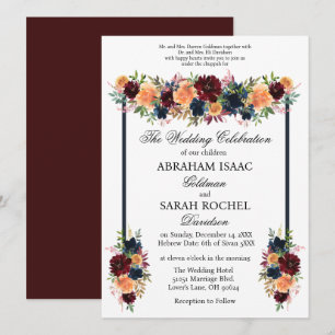Traditional Jewish Wedding Invitations - Gold Wine