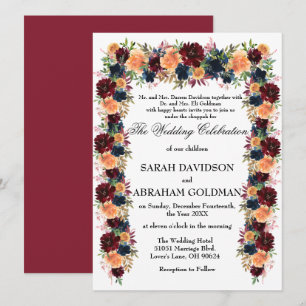 Traditional Jewish Wedding Invitations - Gold Wine