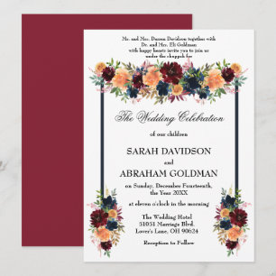 Traditional Jewish Wedding Invitations - Gold Wine