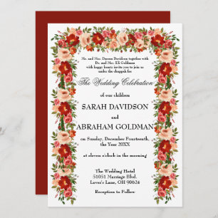 Traditional Jewish Wedding Invitations - Roses