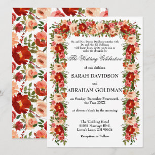 Traditional Jewish Wedding Invitations - Roses